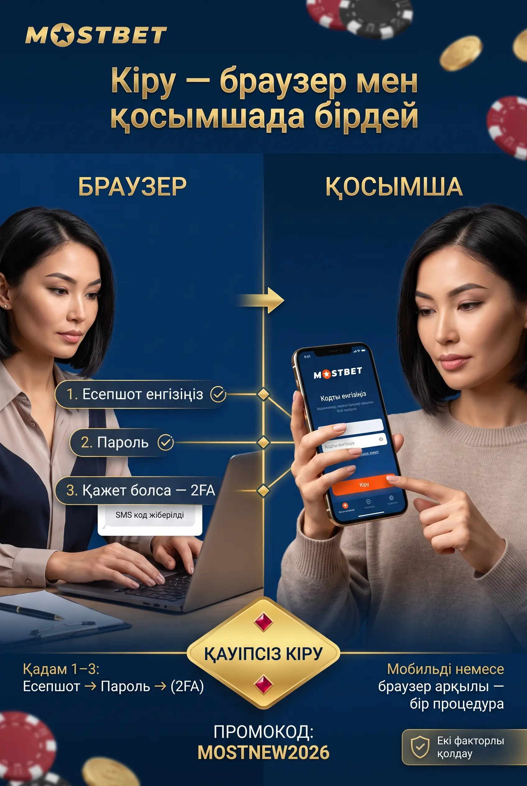 Mostbet-қа кіру қадамдары